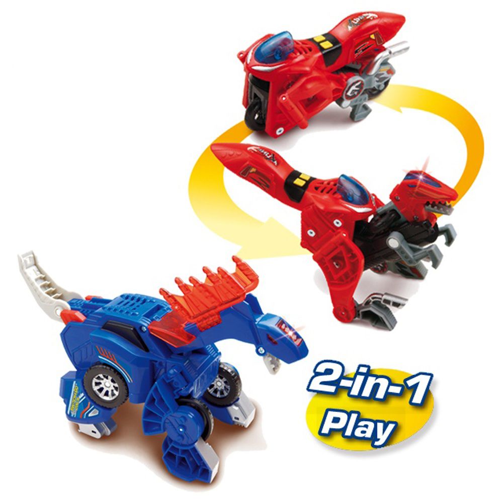 Vtech - 聲光變形恐龍車2入組-迅猛龍(紅)+阿馬加龍(藍)