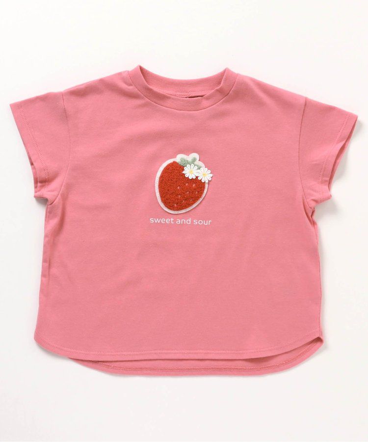 日本 apres les cours - 立體刺繡印花短袖上衣-冰棒-袖撞色