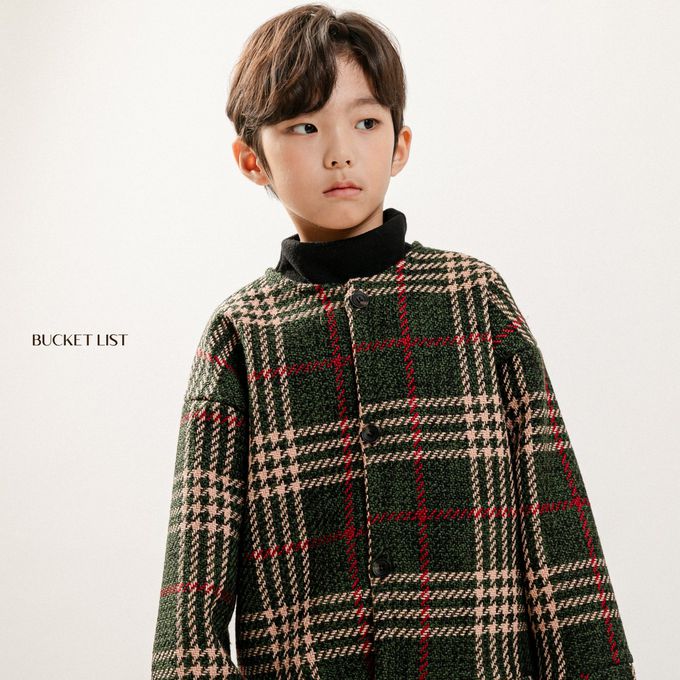 韓國 BUCKET LIST - (內磨毛)編織無領開襟外套-綠
