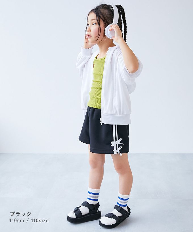 日本 devirock - 可愛側蝴蝶結厚磅短褲-米白