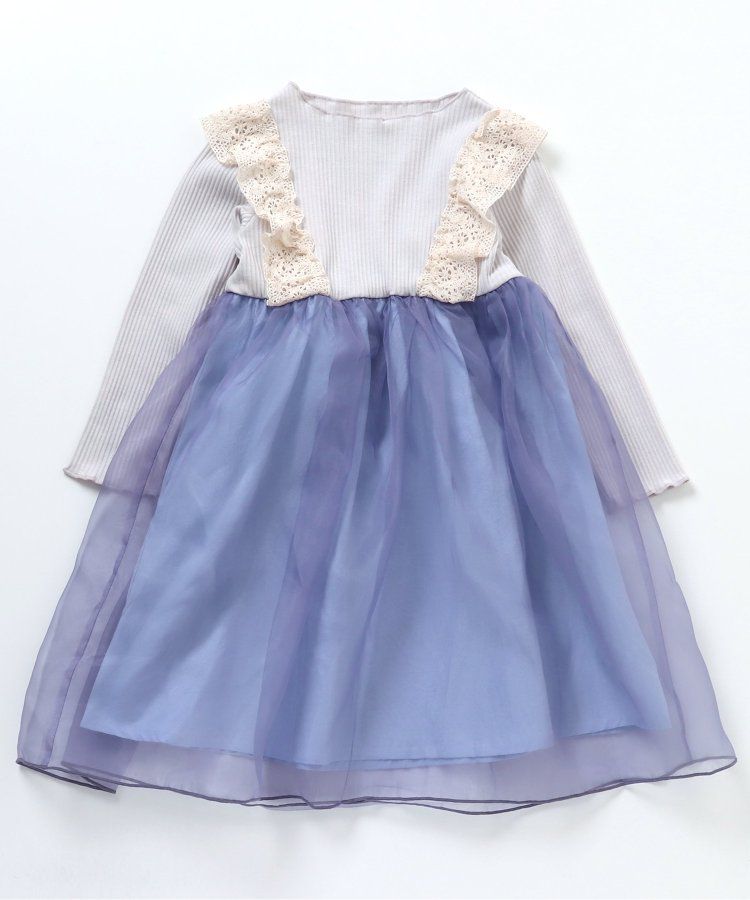 日本 BREEZE - 夢幻精靈薄紗拼接蕾絲滾邊洋裝-鮭魚粉