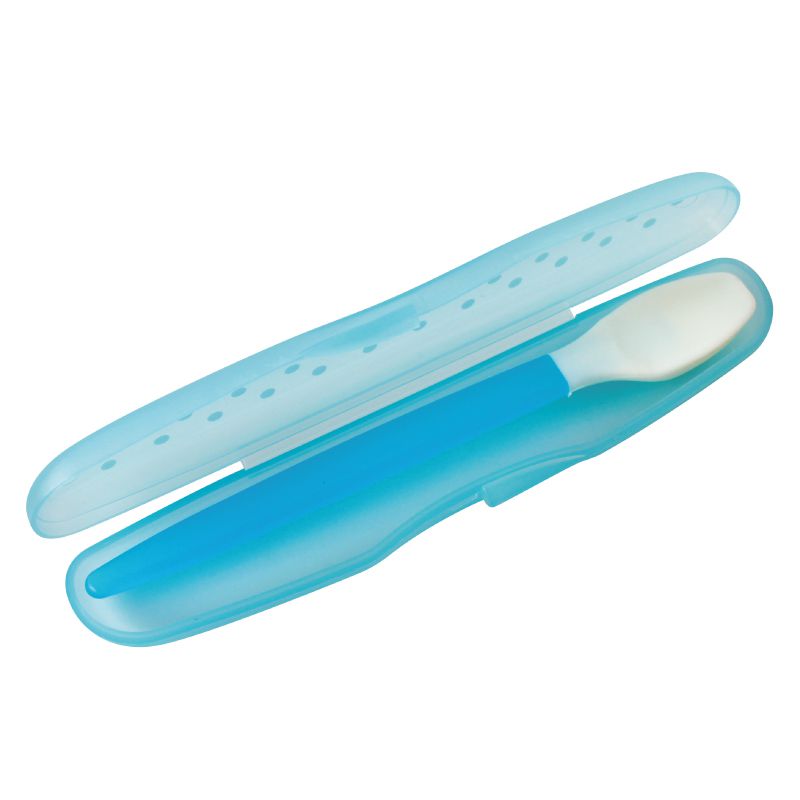 akachan honpo - 食物搗碎湯匙-藍色 (160×34×16mm(放入收納盒內時）)
