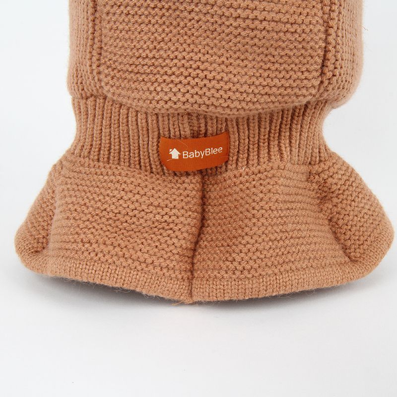 韓國 Babyblee - 大球球遮脖保暖帽-棕 (FREE)