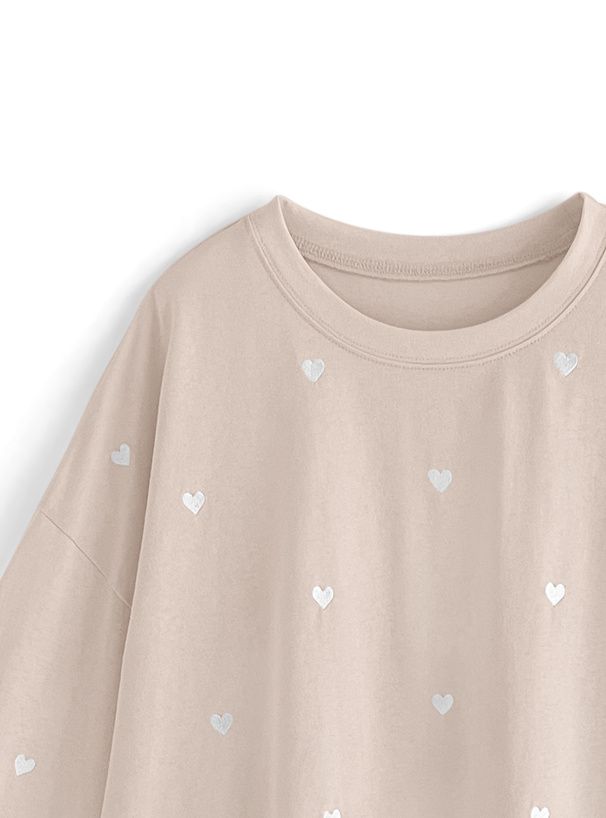 日本 GRL - 甜美愛心刺繡大學T-白 (F)