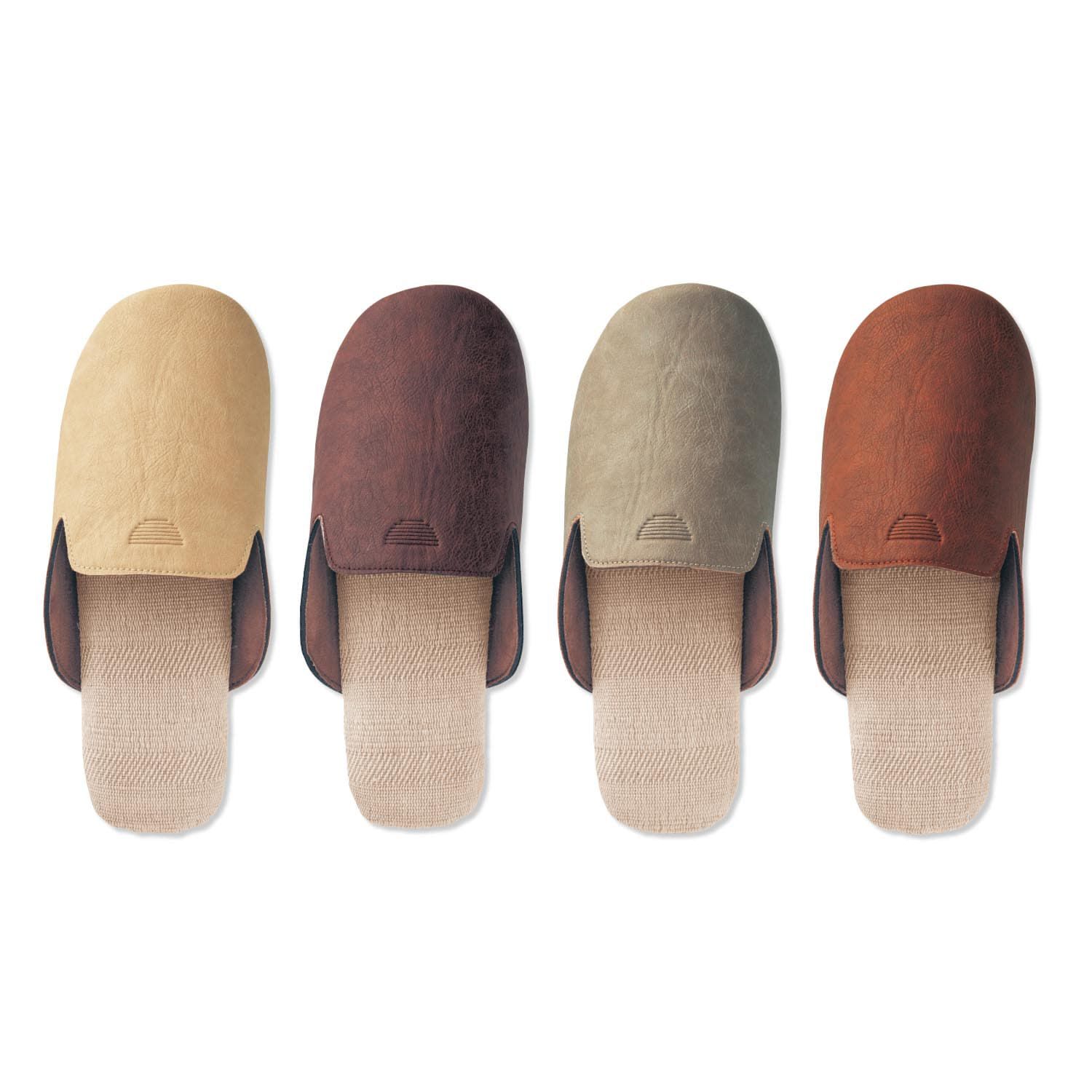 日本千趣會 - 無印風 麵包型室內拖鞋4件組-大地色系 (23-26cm)