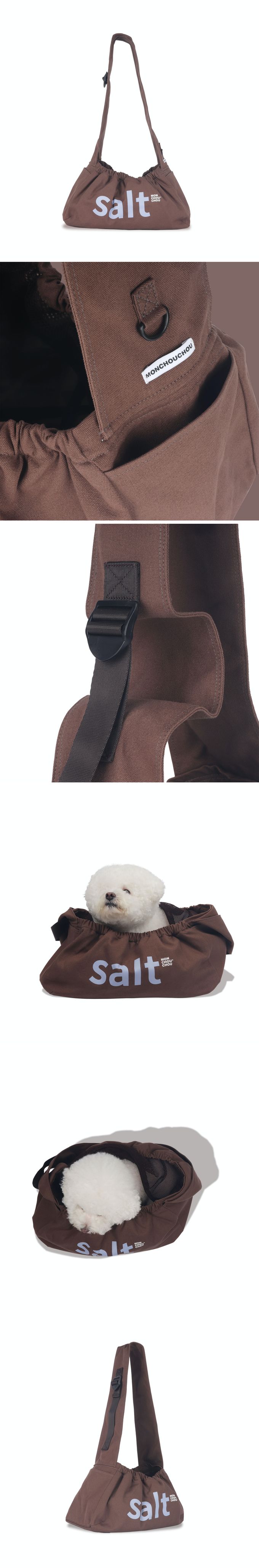 韓國 MONCHOUCHOU - 寵物外出斜背縮口包-salt-咖啡