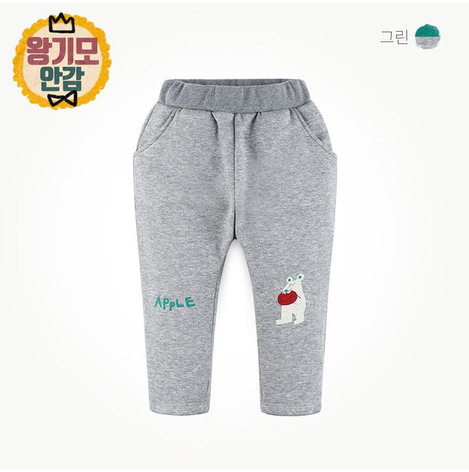 韓國 milk mile - 活潑白熊拉絨休閒套裝-綠