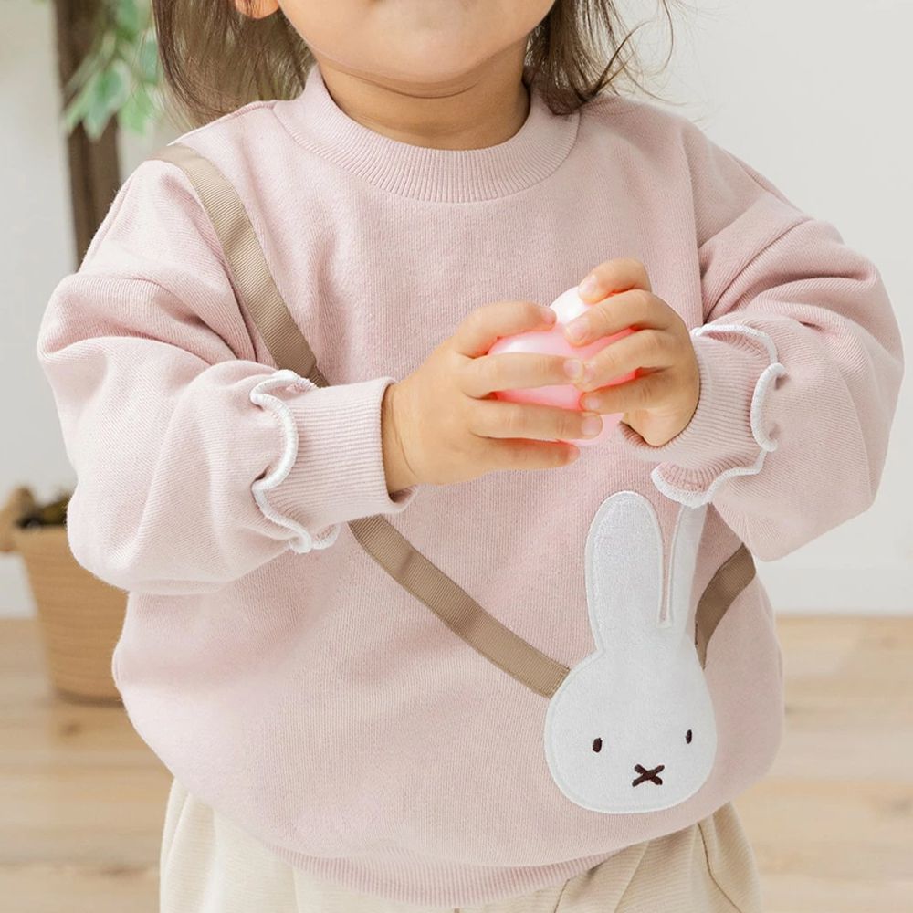 限量聯名 裏毛米飛兔印花大學長袖上衣-斜背包-粉紅