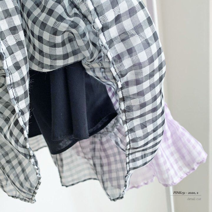 韓國 PINK151 - 格紋雪紡半長裙-淡紫