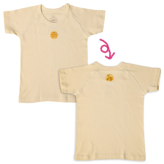 akachan honpo - ah短袖圓領上衣2件組-穿衣練習-奶油色