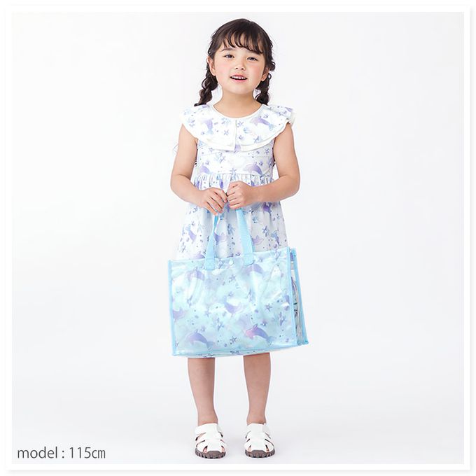 日本 ZOOLAND - 防水PVC手提袋/游泳包-草莓小花-粉紅 (25x34cm)