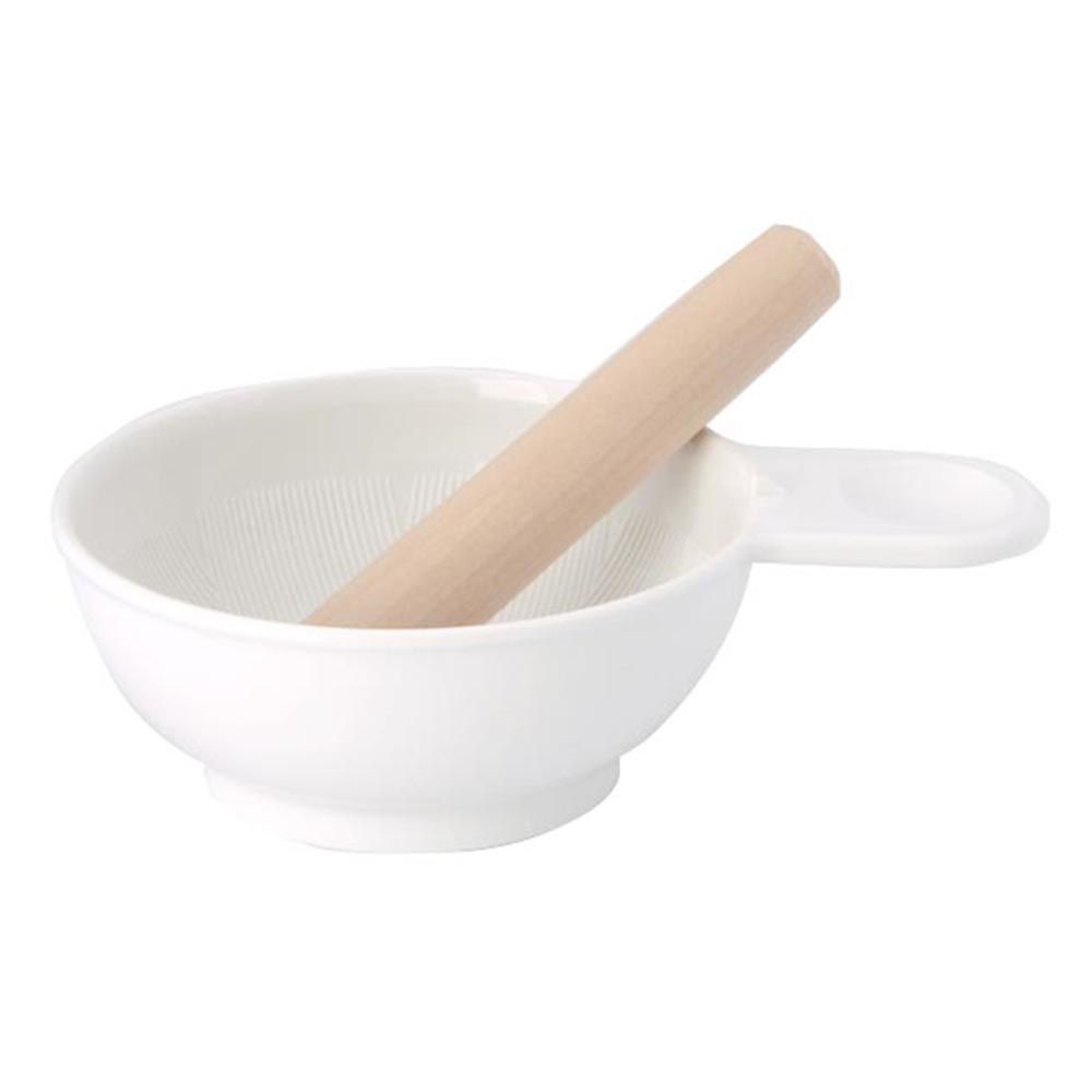 akachan honpo - 快樂烹調離乳食品器具組-含搗碎用小碗-白色