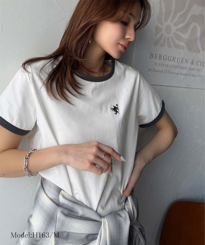 日本 Classical Elf - logo刺繡滾邊光澤感短袖T恤-白