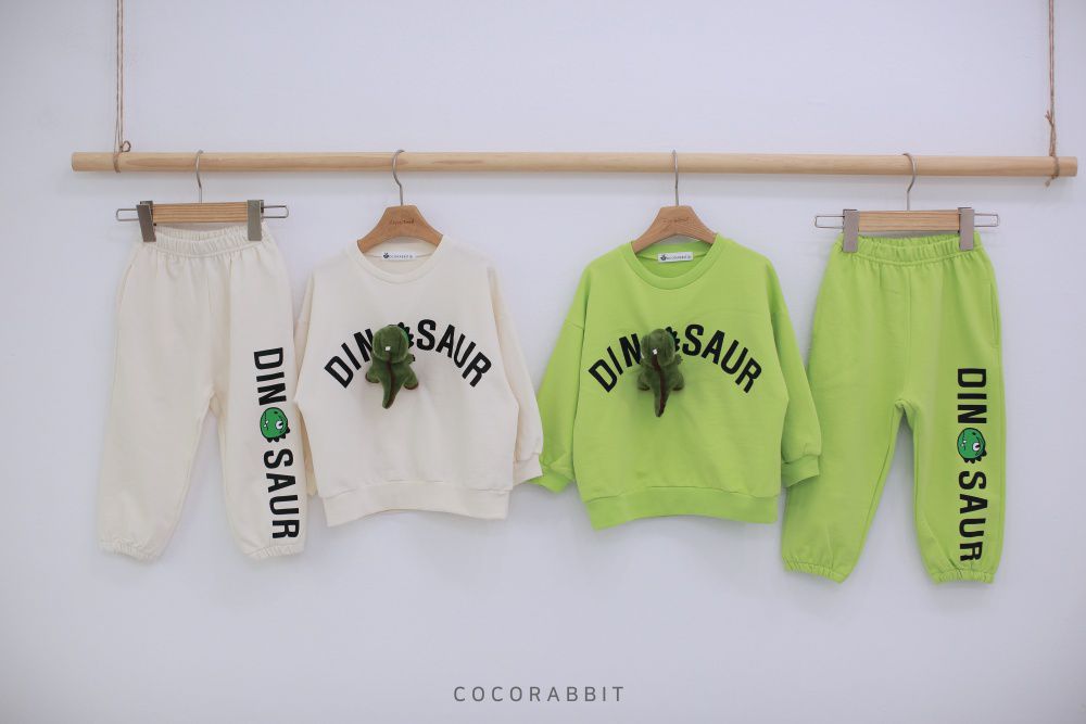 韓國 Coco rabbit - 恐龍娃娃休閒套裝-象牙白