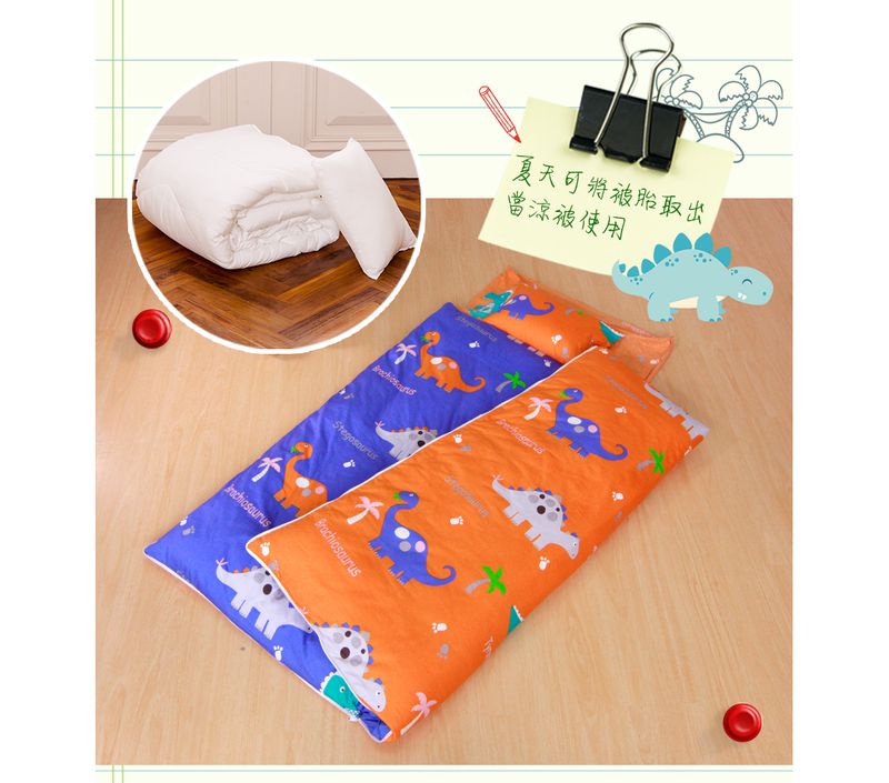 鴻宇 HongYew - 防螨抗菌100%美國棉鋪棉兩用兒童睡袋-恐龍公園-1896-橘
