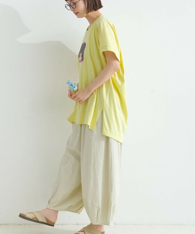 日本 Lupilien - 療癒休閒感落肩長版T恤-貓咪照片-白