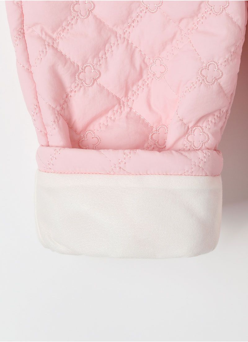 韓國 OZKIZ - 繡花紋路內磨毛長褲-粉