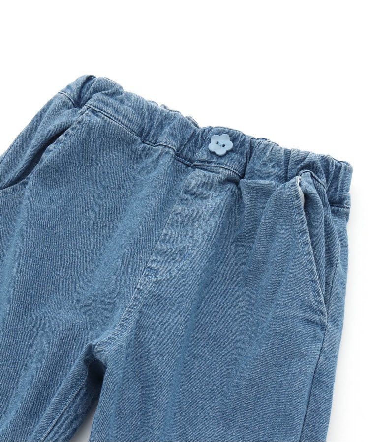 日本 apres les cours - 涼感素材下擺開叉8分褲-牛仔藍