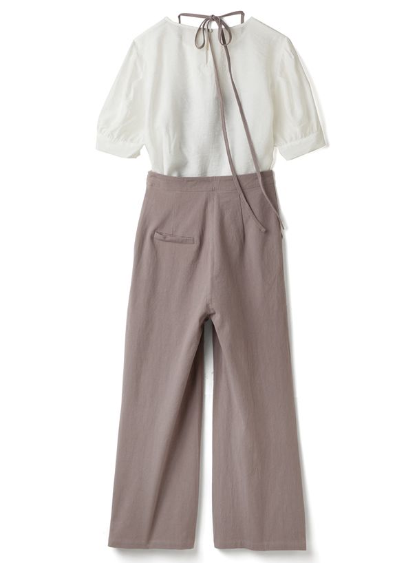 日本 GRL - 透膚短袖上衣x細繩吊帶褲2件組-白x黑