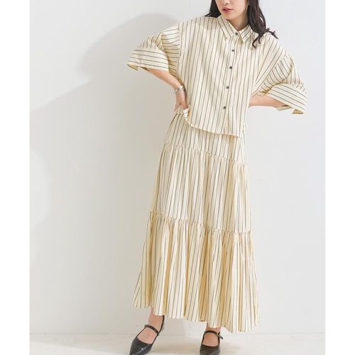 日本 Lupilien - 率性直條紋襯衫+背心洋裝2件組-象牙米