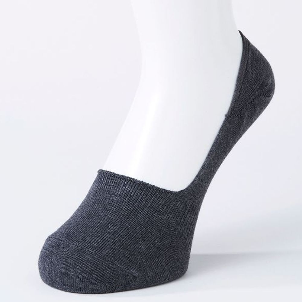 日本 okamoto - 超強專利防滑ㄈ型隱形襪(爸爸)-淺履款-深灰 (25-27cm)-棉混