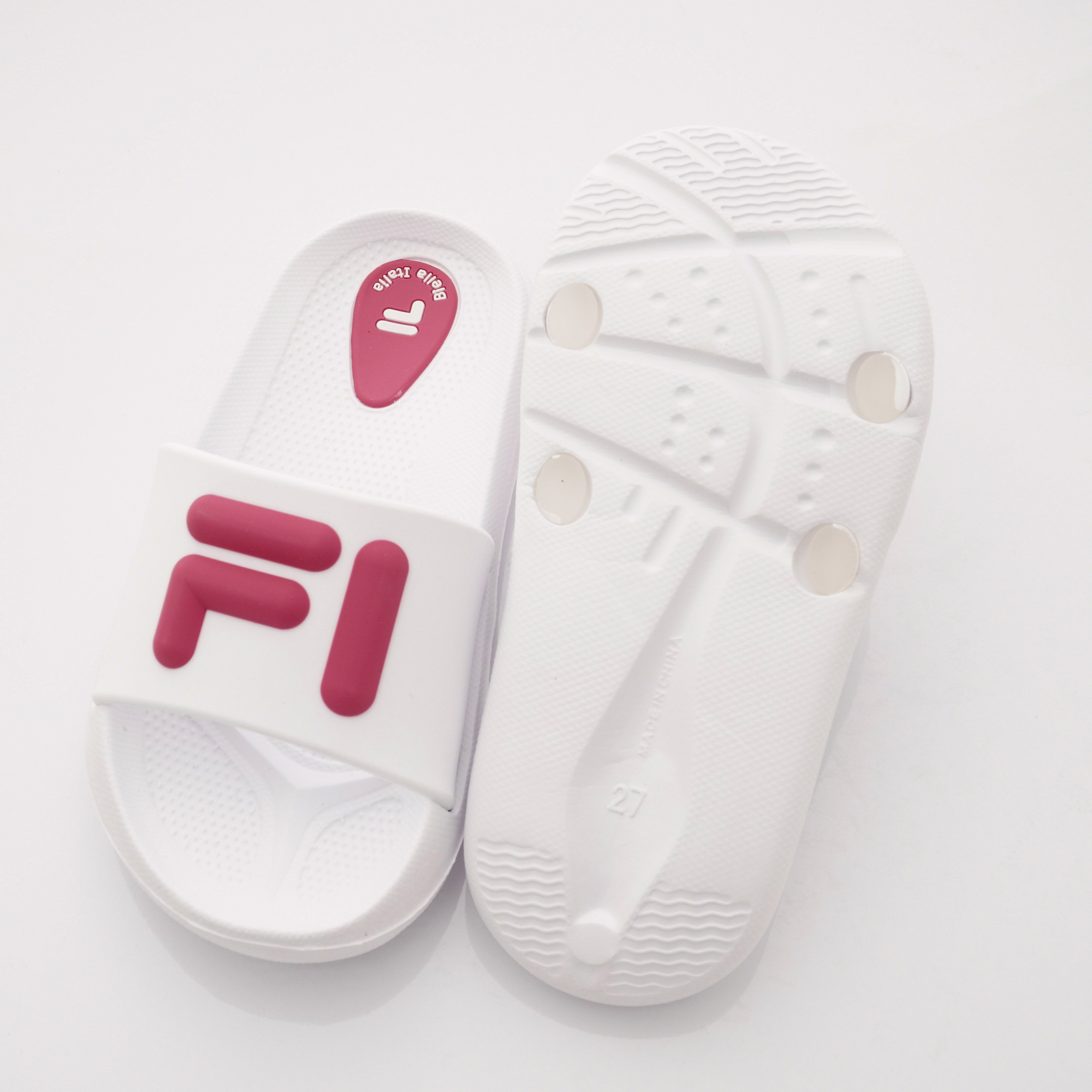 FILA - LOGO拖鞋款(中小童段)-白桃