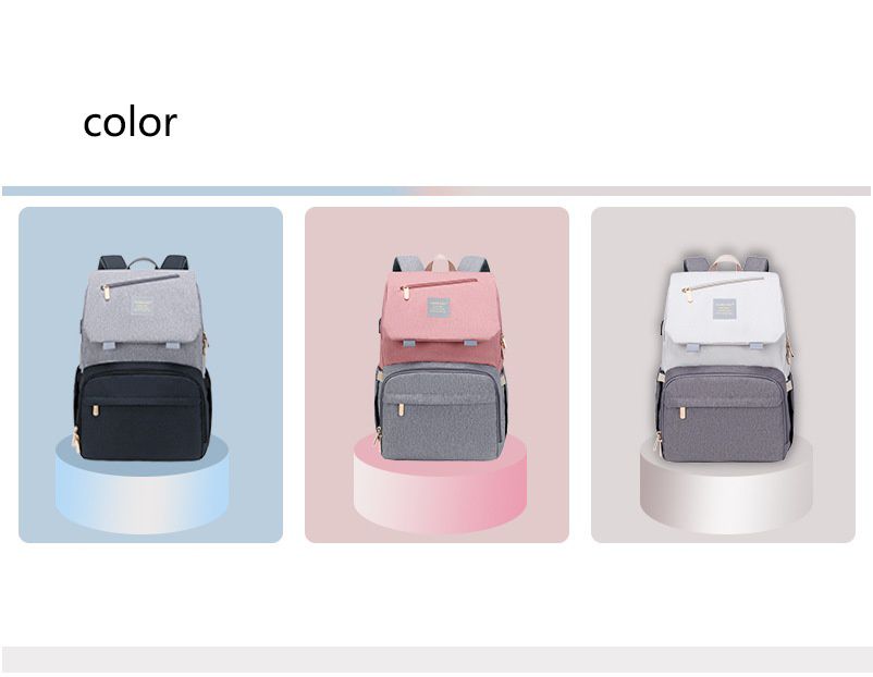 大容量乾濕分離媽媽包/後背包-拼色款-粉+灰 (26x20x43cm)
