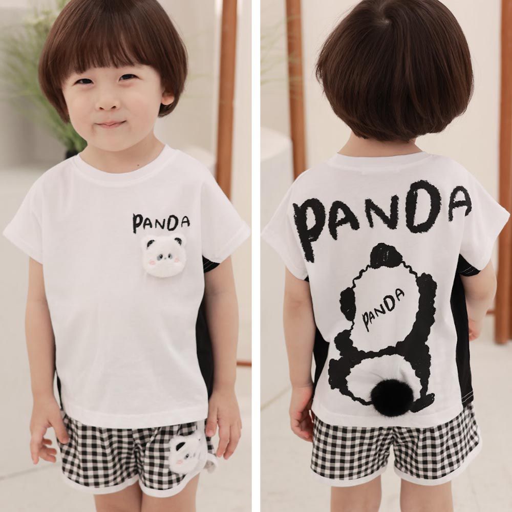韓國 Coco rabbit - (兩件式)可愛動物短袖短褲套裝-黑白熊貓
