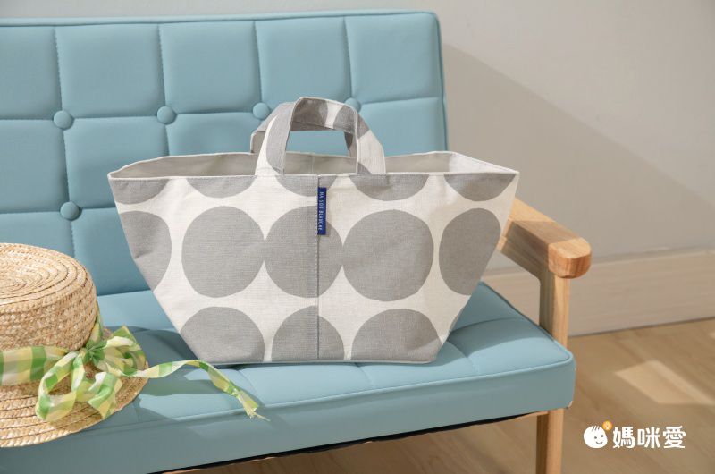 日本 Maison Blanche - 棉混手提折疊收納籃/整理箱-陶菊-藍 (L(24×24x20cm))-方型