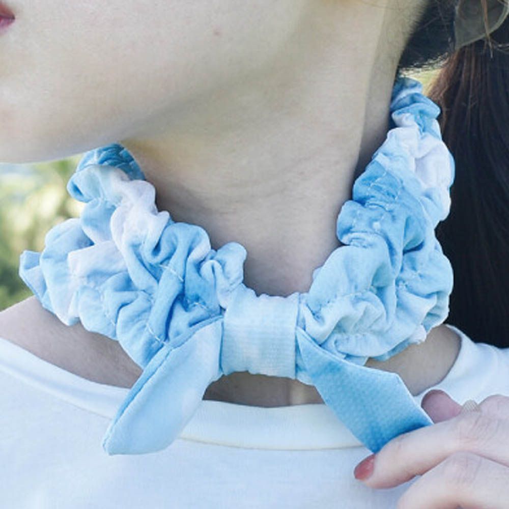 UV CUT抗菌加工皺摺涼感領巾/髮帶-暈染-水藍