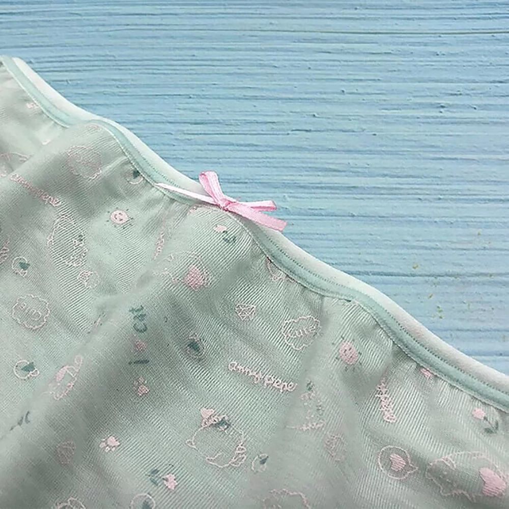 Annypepe - 女童95%天絲小肥貓四角褲-粉綠色 (100-150cm)