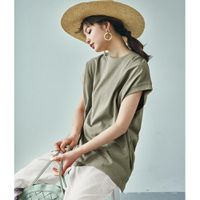 日本 GRL - 純棉百搭顯瘦法式袖長版上衣-軍綠 (F)