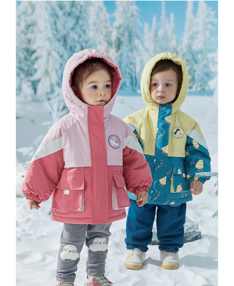 加厚拼色三合一衝鋒外套-QQ海豹-粉色