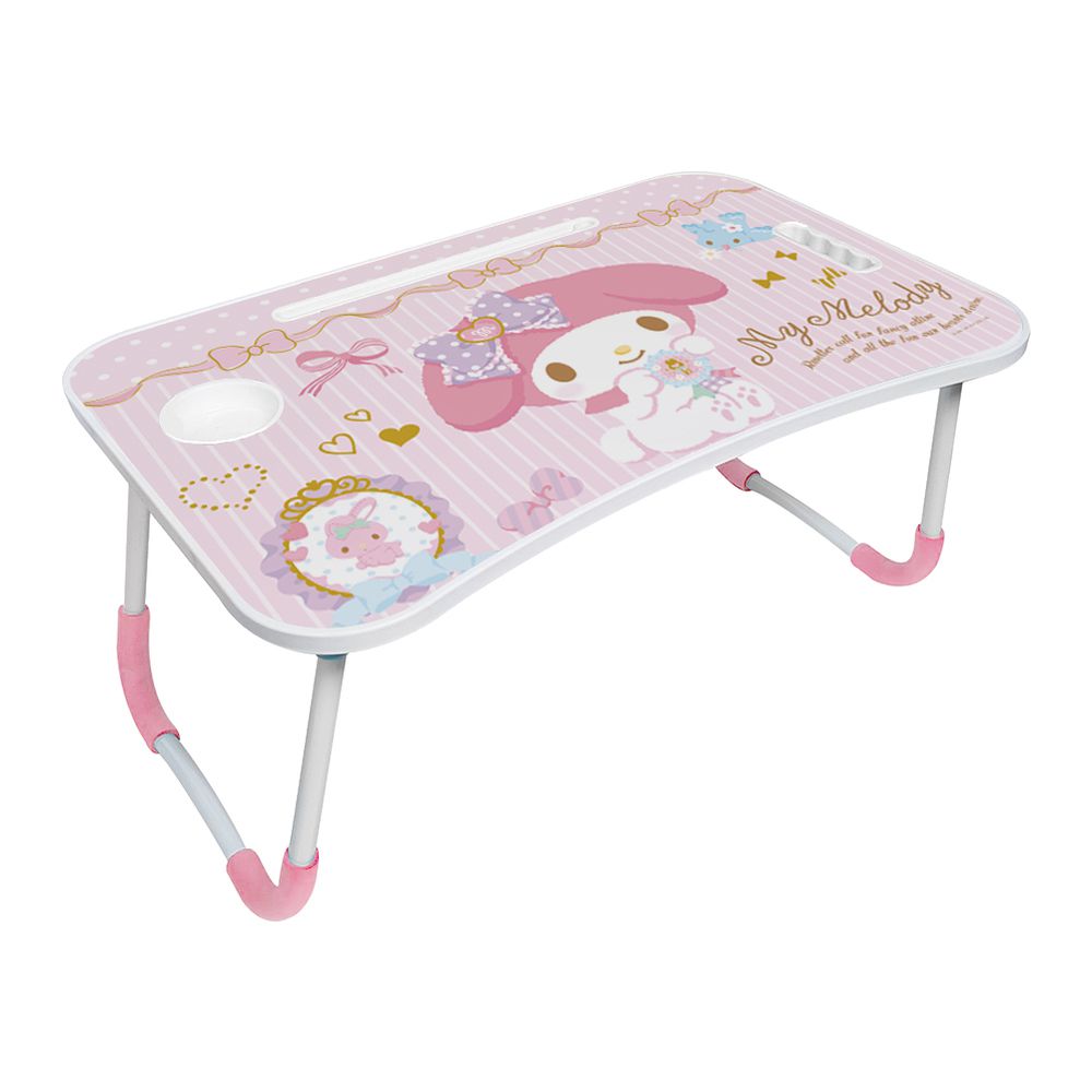 收納王妃 - 三麗鷗Sanrio【美樂蒂】摺疊床上桌 懶人桌 小桌子 附杯架 摺疊桌