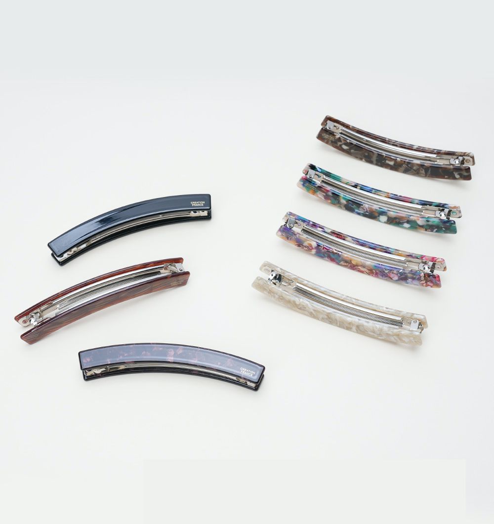 韓國 Soo&Soo - 正韓製CREATION FRANCE扣式髮夾-黑