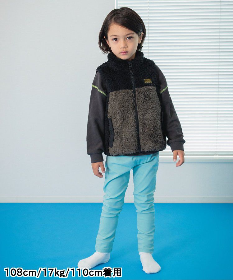 日本 BREEZE - 時尚絨毛花色搖粒絨背心-草綠