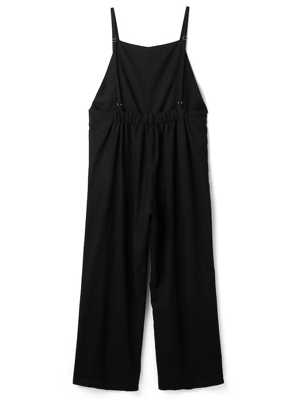 日本 GRL - 簡約棉麻透氣吊帶褲-黑