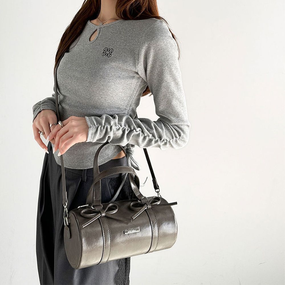 可愛雙蝴蝶造型手提/側背包-墨綠