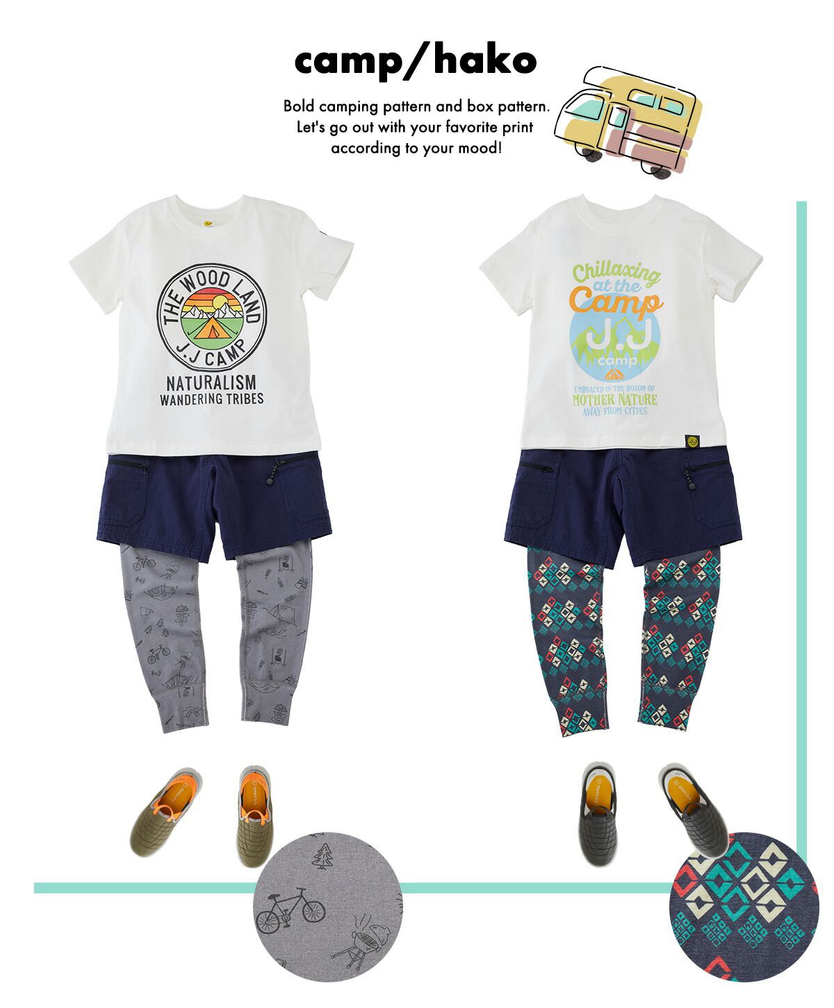 日本服飾代購 - 防蚊加工 繽紛印花薄長褲-露營道具-深灰