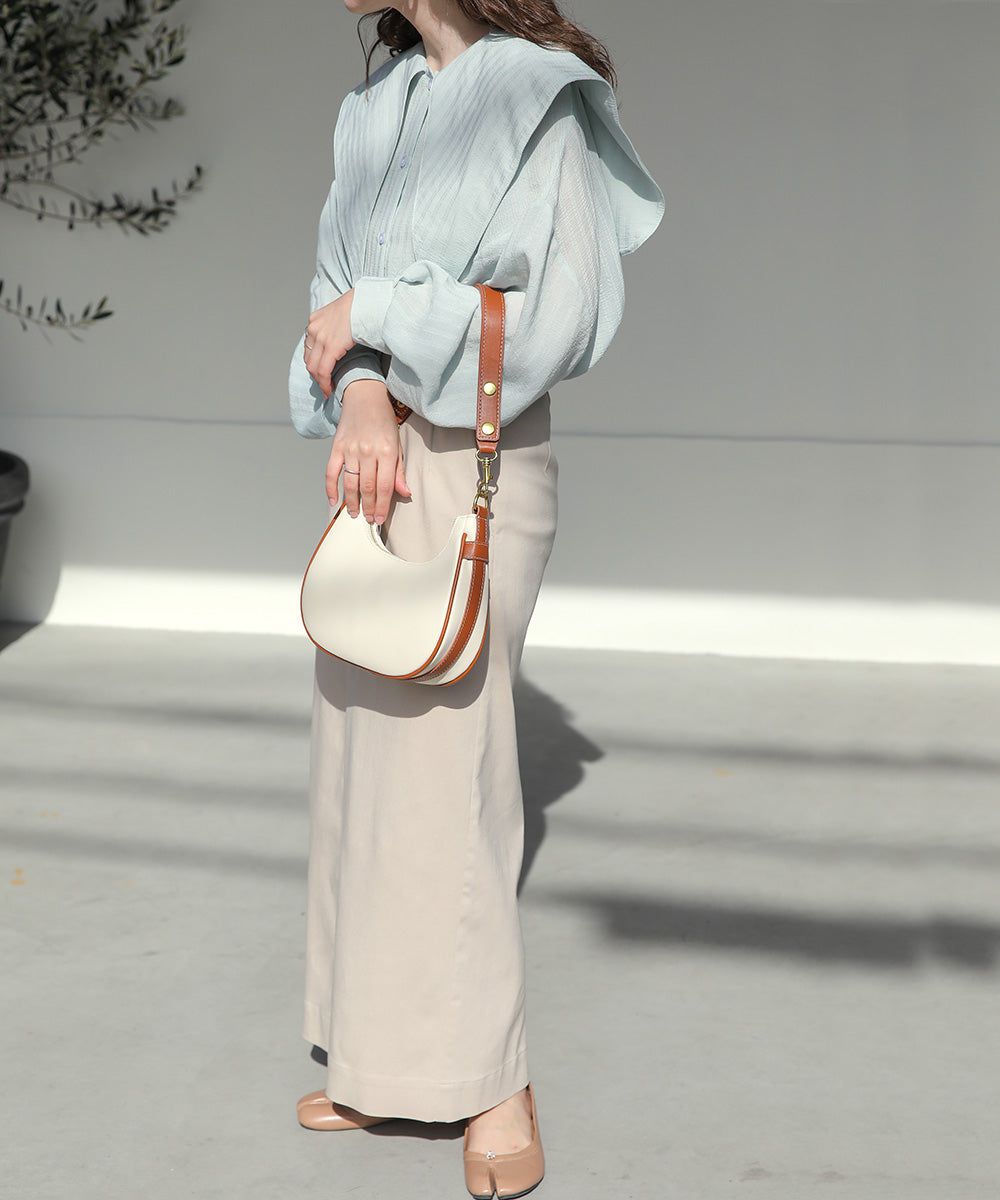 日本 Bab - 時尚皮革滾邊腋下包-黑