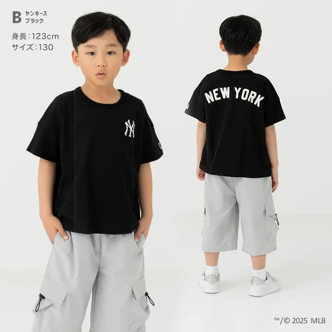 日本 Chil2 - MLB聯名 純棉短袖上衣-紐約洋基-黑