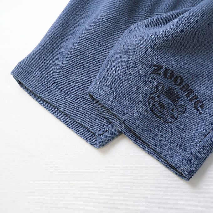 日本 ZOOLAND - 天竺棉海洋動物反摺格紋短褲-灰