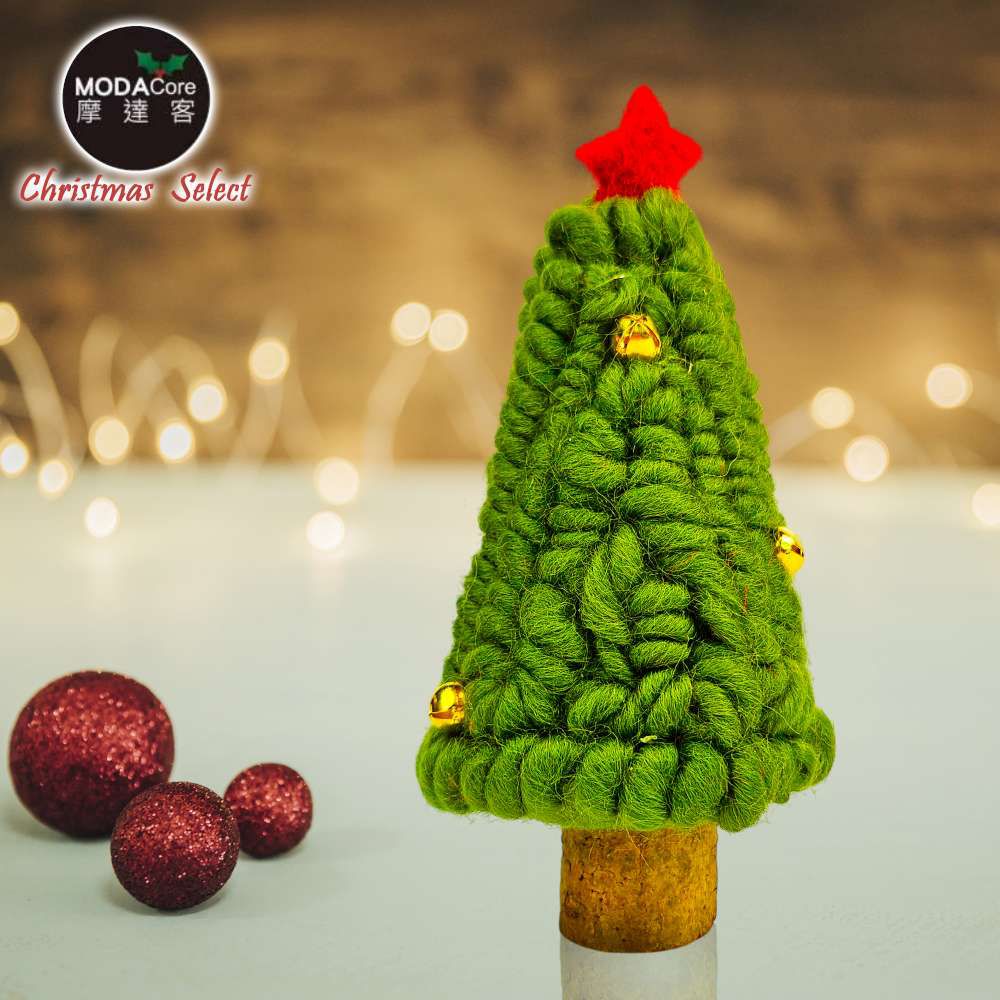 羊毛氈紅樹頂星綠色聖誕樹造型擺飾品-交換禮物耶誕派對推薦