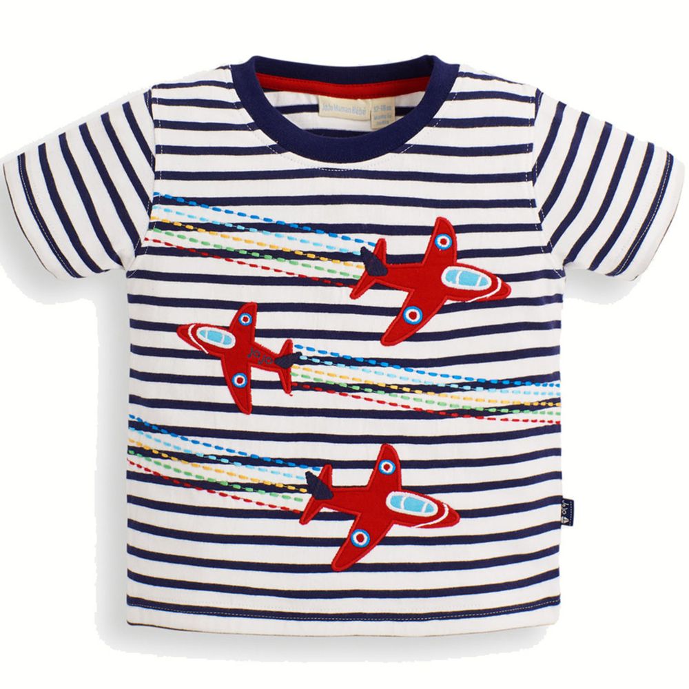 英國 JoJo Maman BeBe - 超優質嬰幼兒/兒童100％純棉短袖上衣/T-shirt/動物T-戰鬥機分隊