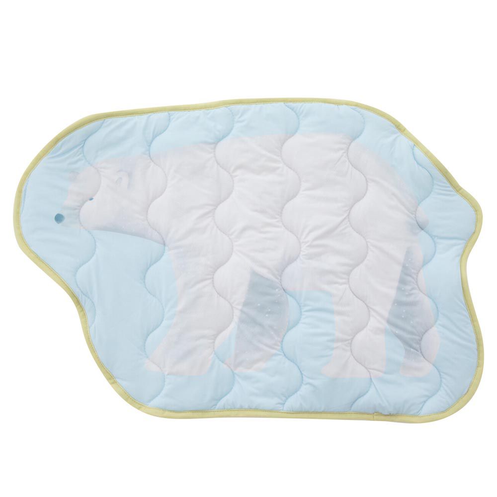 日本 BISQUE - 接觸涼感 萌萌動物枕頭墊/推車墊-白熊散步-水藍 (70×41.5cm)