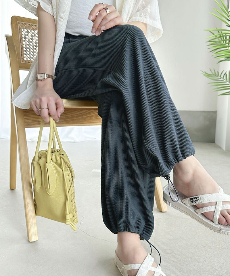 日本 Classical Elf - 2WAY抽繩修長美腿寬褲-寶藍