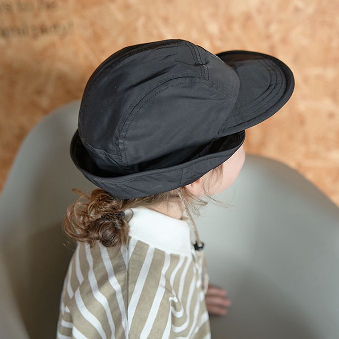 日本 b-ROOM - 帥氣翻折狩獵風遮陽帽-附調節繩-卡其 (54cm)