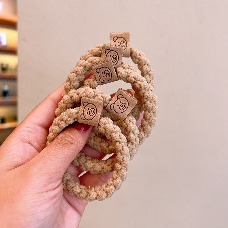 泰迪絨高彈力百搭髪圈(10入組)-熊熊-混色