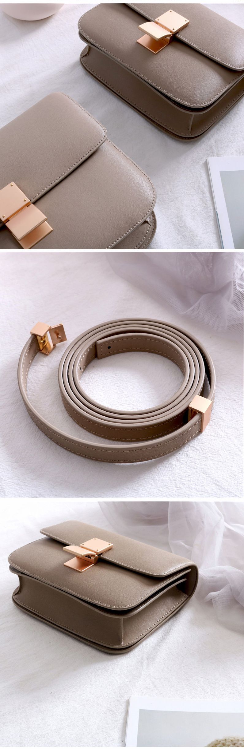 磨砂啞金真皮女包-裸粉色