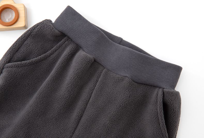 FANMOU - 加絨腰鬆緊暖暖束口休閒長褲-小標籤-灰藍色